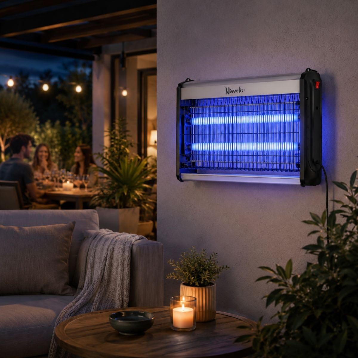 INTEC - Lampada anti-zanzara per interni esterni, 2500 V, tecnologia LED 14 W, superficie 120 m², elimina moscerini e insetti volanti