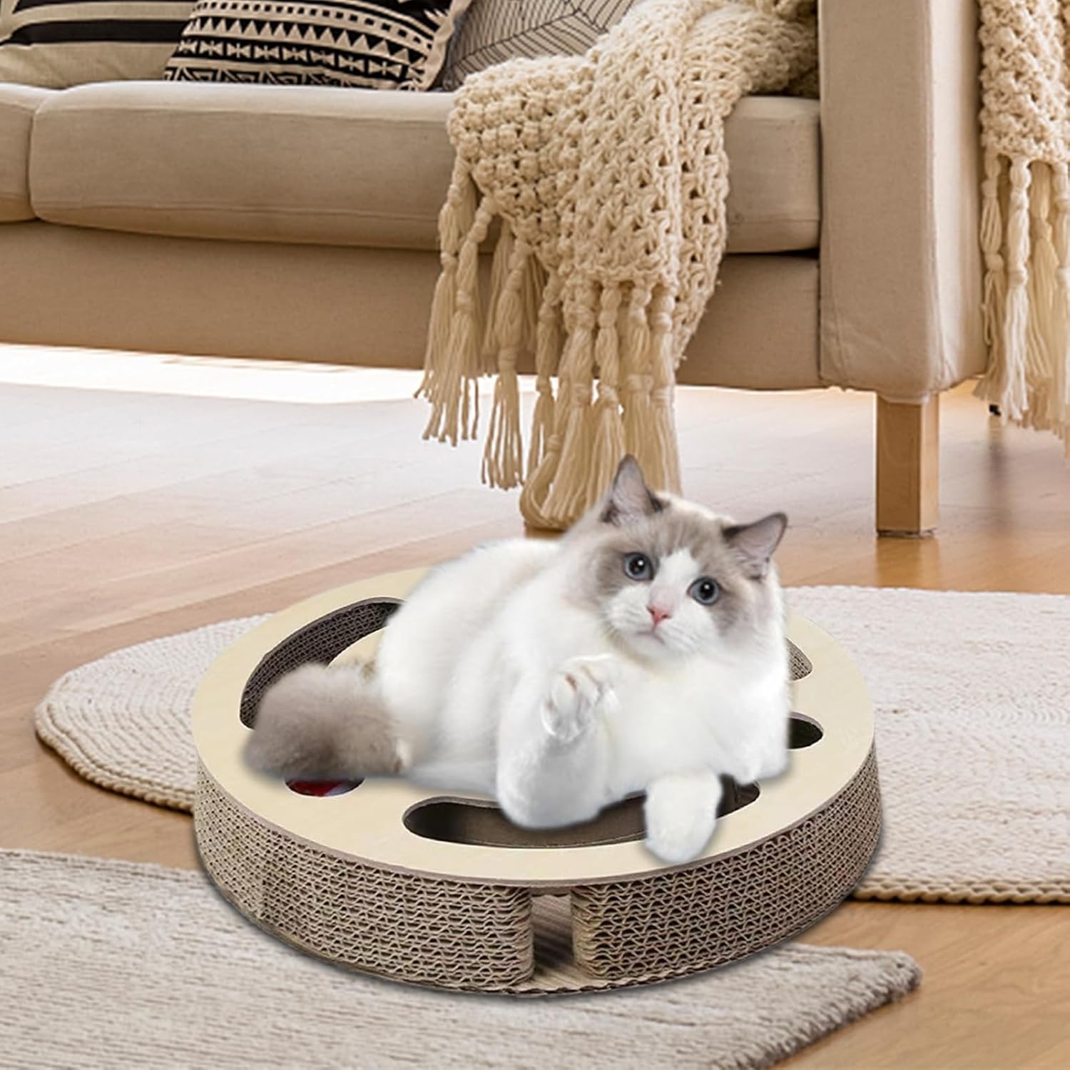 review Cat Scratch Pad, Cat Scratch Bowl Cat Cardboard Pad for Indoor Cats Lounge, Round Cat Scratcher, Circle Cat Scratcher, Cat Scratching Pad for Kitten and Cat