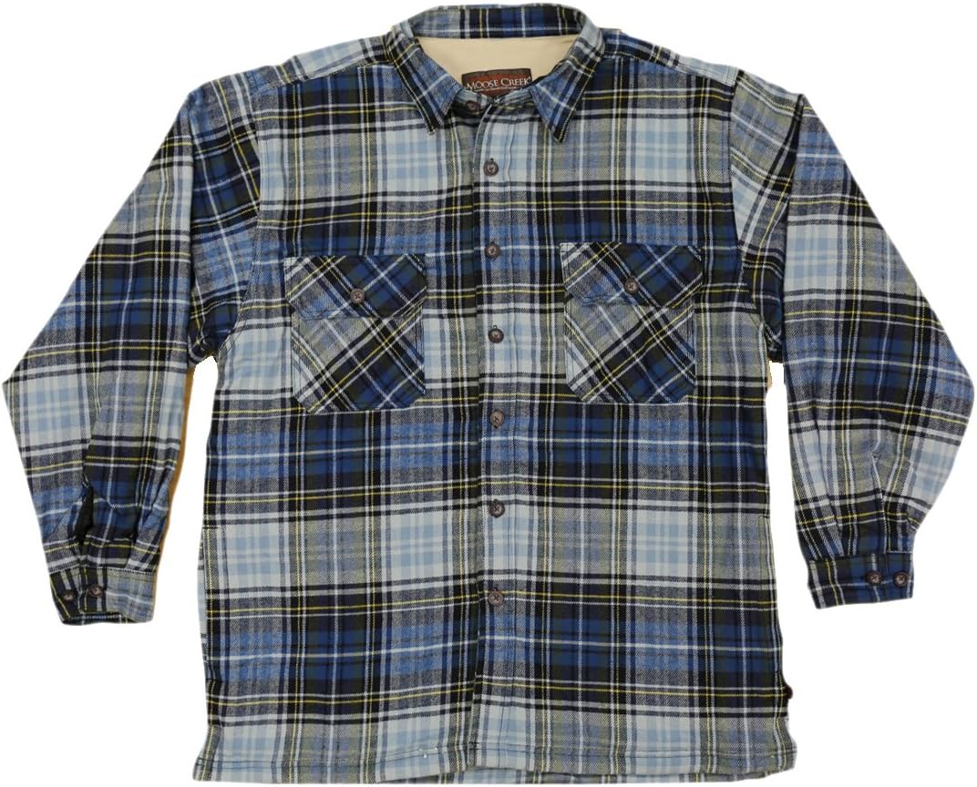 Moose Creek Men's Ponderosa Fleece Lined Plaid Shirt Jacket (Medium, Azul)
