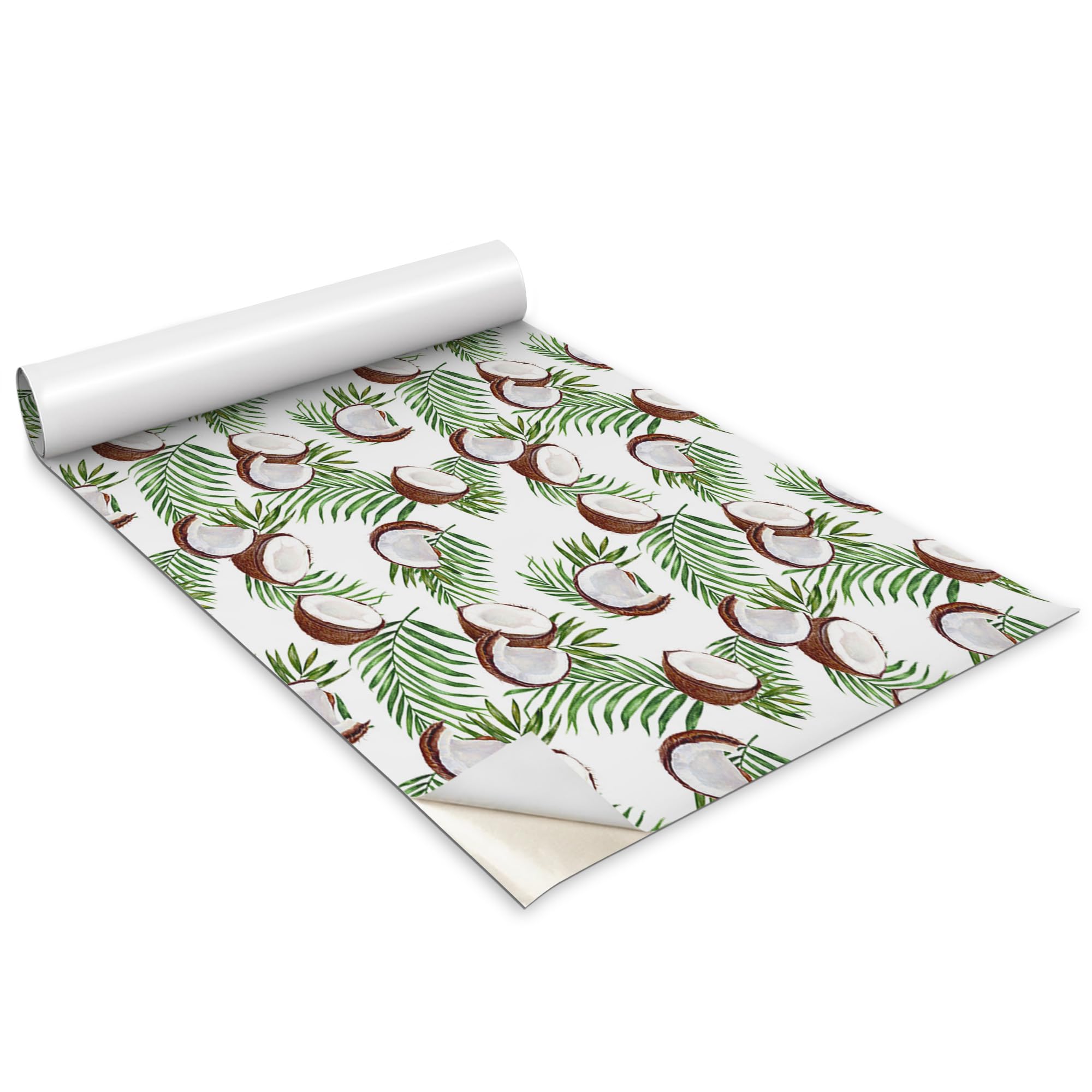 Papel pintado autoadhesivo de cocos y palma de 100x50 cm acabado mate para decorar muebles