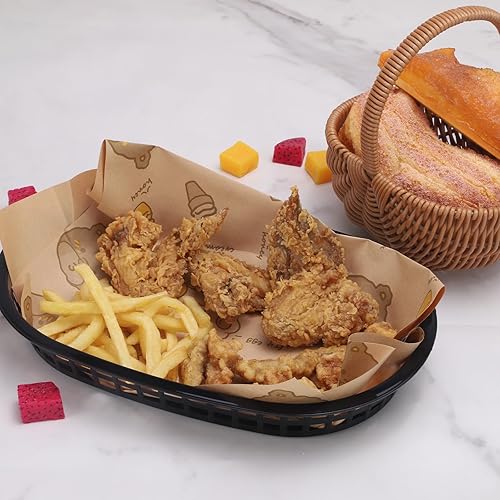 Miniatura 4 de Pistole Paquete de 40 cestas de comida rápida de 10.5 x 7 pulgadas, canasta ovalada de plástico negro para almacenamiento reutilizable para perros