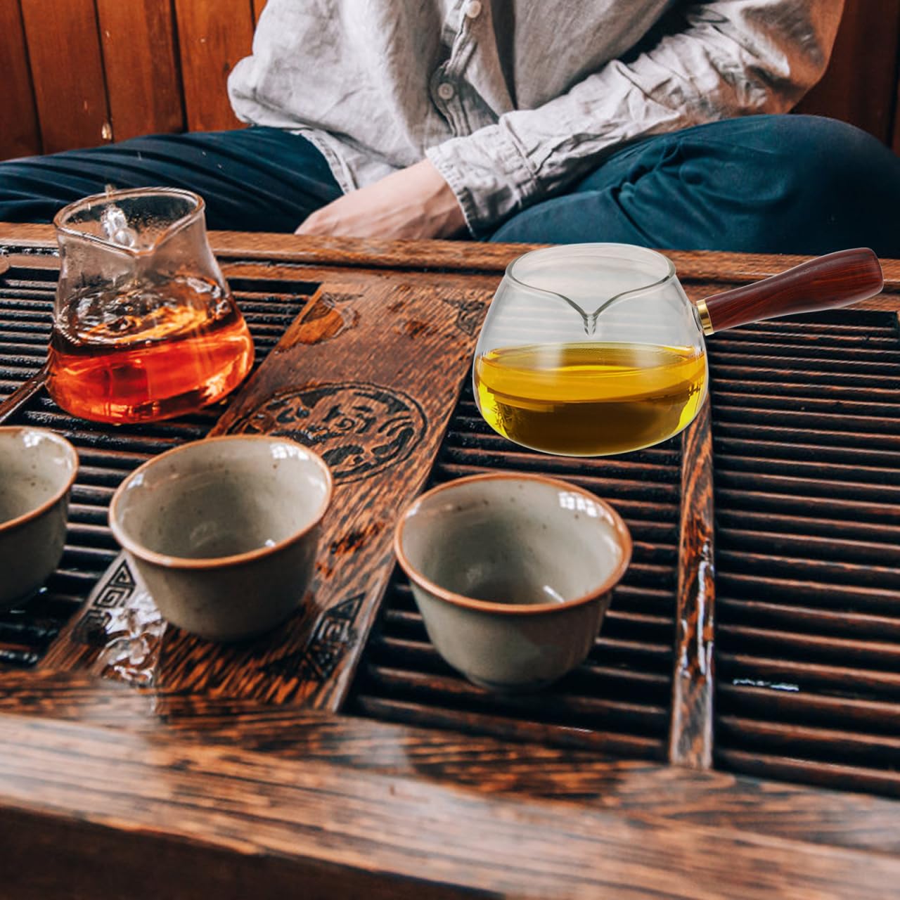 BESPORTBLE Cha Hai - Jarra de cristal para Gong Fu Cha – Té elegante para disfrutar del té perfecto – Ideal para amantes del té y eventos elegantes del té