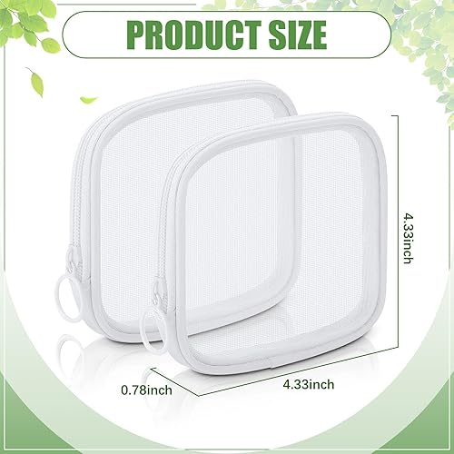 Miniatura 2 de Weewooday 4 piezas de malla para maquillaje, bolsa de cosméticos de malla, bolsa de aseo de viaje con cremallera, mini bolsa portátil de maquillaje