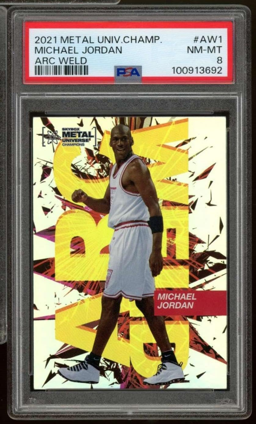 Michael Jordan Card 2021-22 Metal Universe Championship Arc Weld #AW1 PSA 8 - Unsigned Basketball Cards