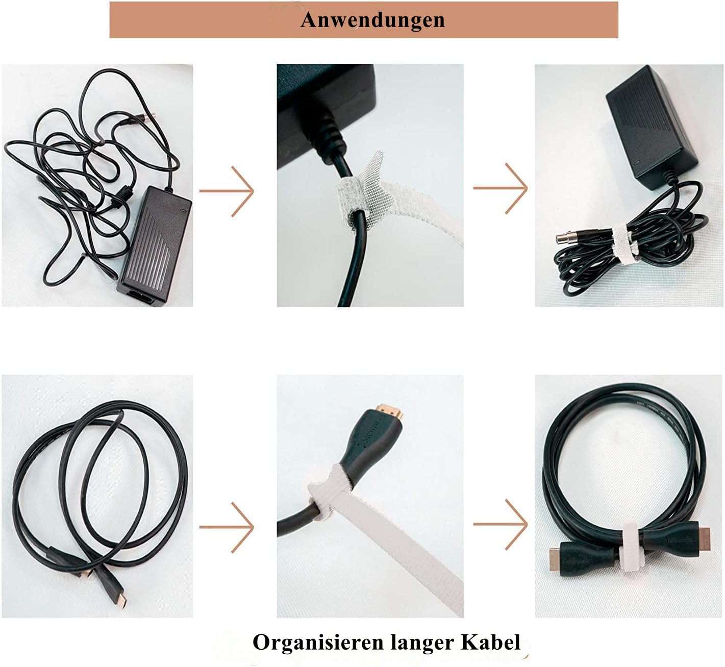Sourcing Map 5 Stück Klettbänder 3/4 Zoll X 10 Zoll – Wiederverwendbar, Grau, Für Kabel & Mehr
