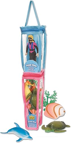 Wild Republic Figura de acción femenina tubo de buceo, juguetes oceánicos, recuerdos de fiesta bajo el mar, embalaje con cierre de cremallera, 7