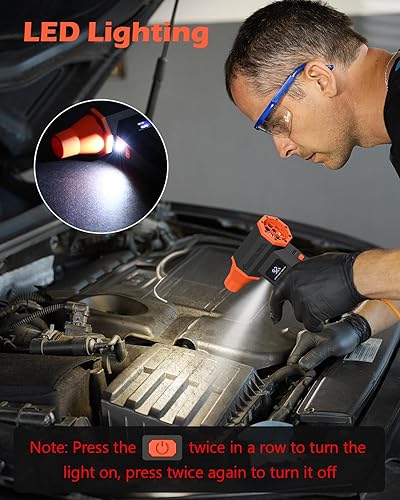 Miniatura 5 de Plumero de aire comprimido, plumero de aire eléctrico de 120,000 RPM, potente motor sin escobillas de 4 velocidades con luz LED, soplador de aire