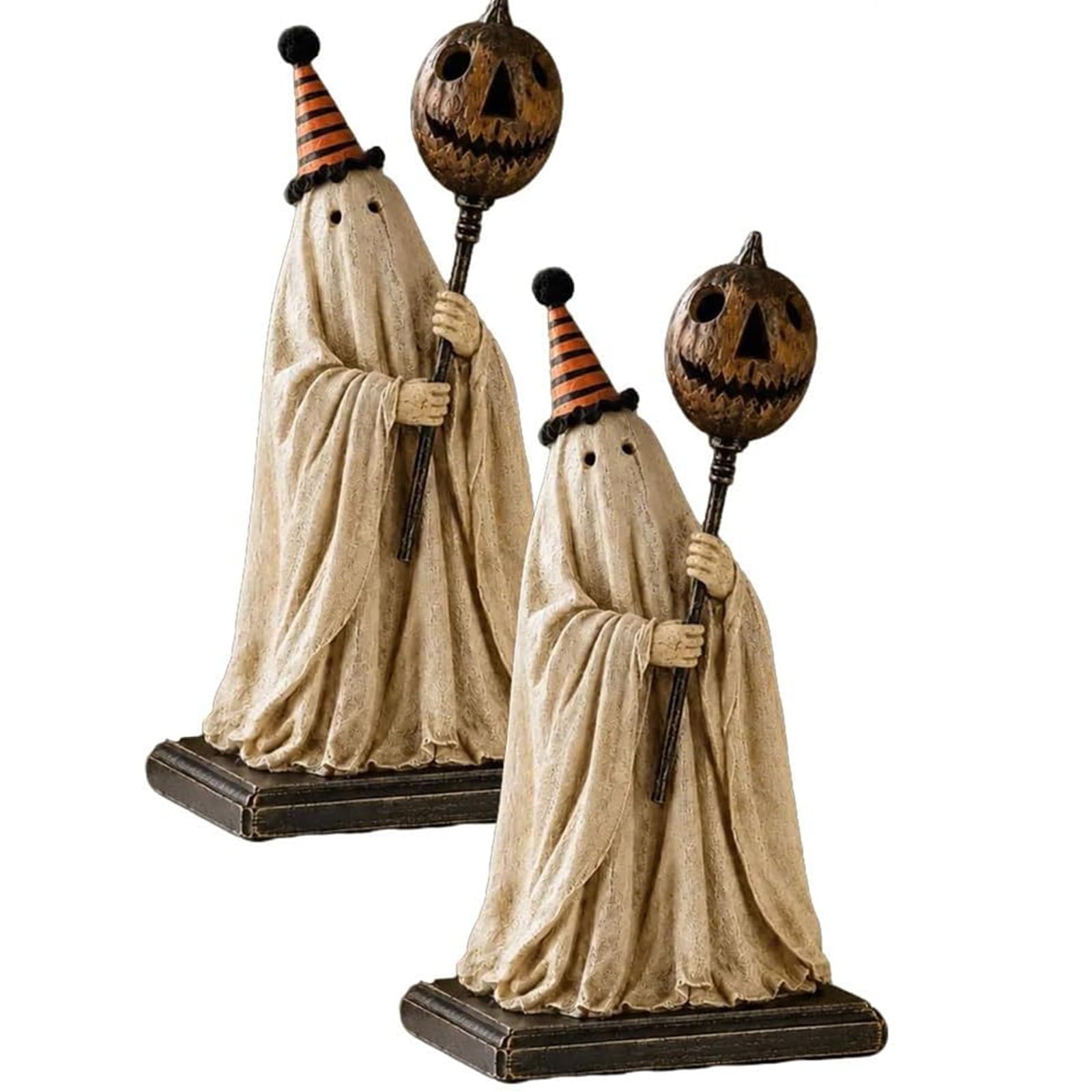 Figurine fantôme Vintage éclairée lot de 2 statues d'Halloween en résine