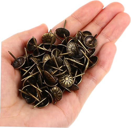 Miniatura 4 de EXCEART 100 tachuelas decorativas para el pulgar, chinchetas para sofá, muebles, chinchetas de flores, chinchetas doradas para fotos, mapas de