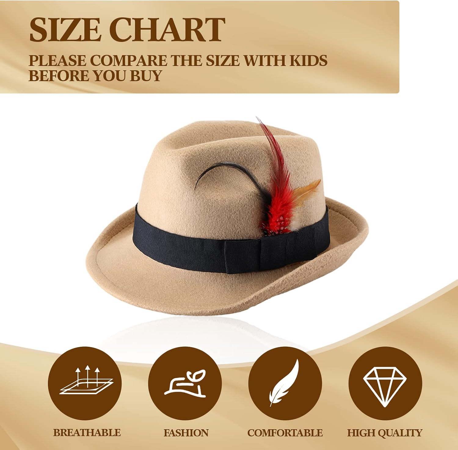 Xtinmee 6 Pcs Unisex Hats for Women Men Wide Brim Jazz Trilby Hats with Feather Panama Dress Hat 1920s Casual Bowler Hat, 6 Colors