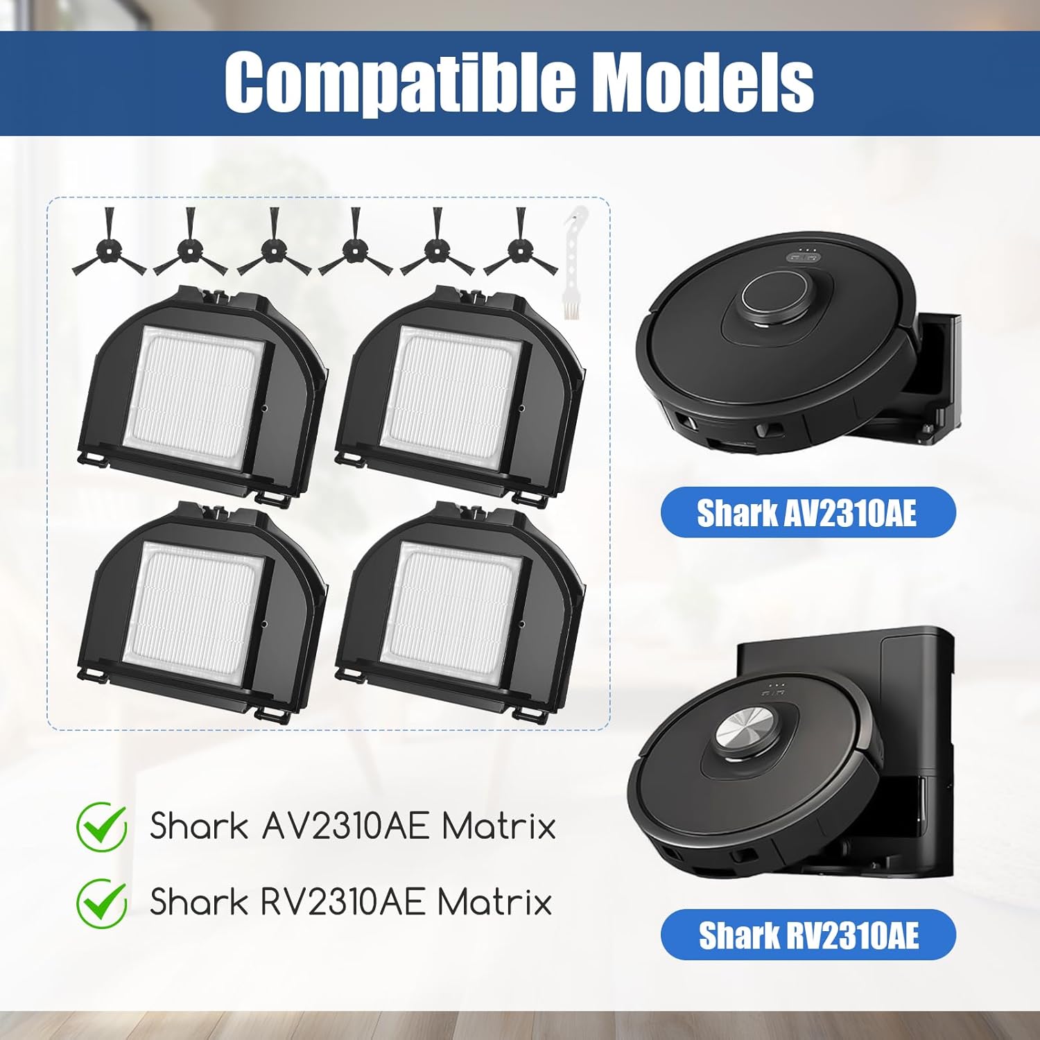 Replacement Parts for Shark AV2310AE Matrix RV2310AE Matrix(not RV2310) 4 Hepa Filters 6 Side Brush & 1 Cleaning Brush