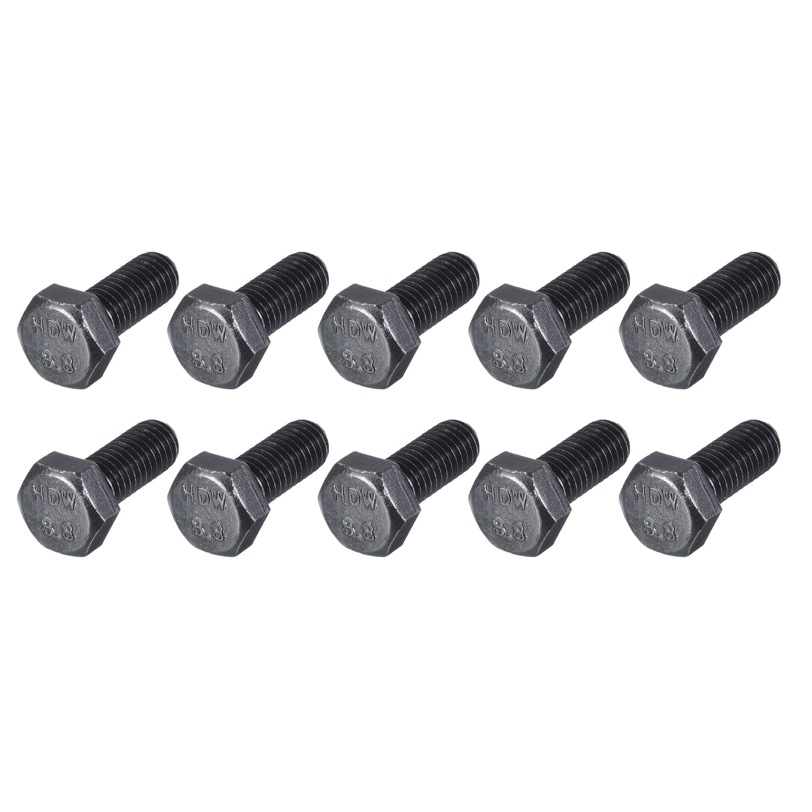 METALLIXITY Hex Bolts (M8-1.25x20mm) 10Pcs, 8.8 Grade Carbon Steel Fully Threaded Black Oxide