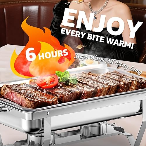 Miniatura 3 de Juego de 4 platos de rozamiento para bufé de 9 cuartos para bufé, para bodashogarNavidad, juego de calentador de bufé y calentador de bufé,