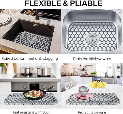 Miniatura 2 de Shakven Tapete protector para fregadero de cocina, accesorio protector de fregadero, protectores de fregadero de acero inoxidable, antideslizante,