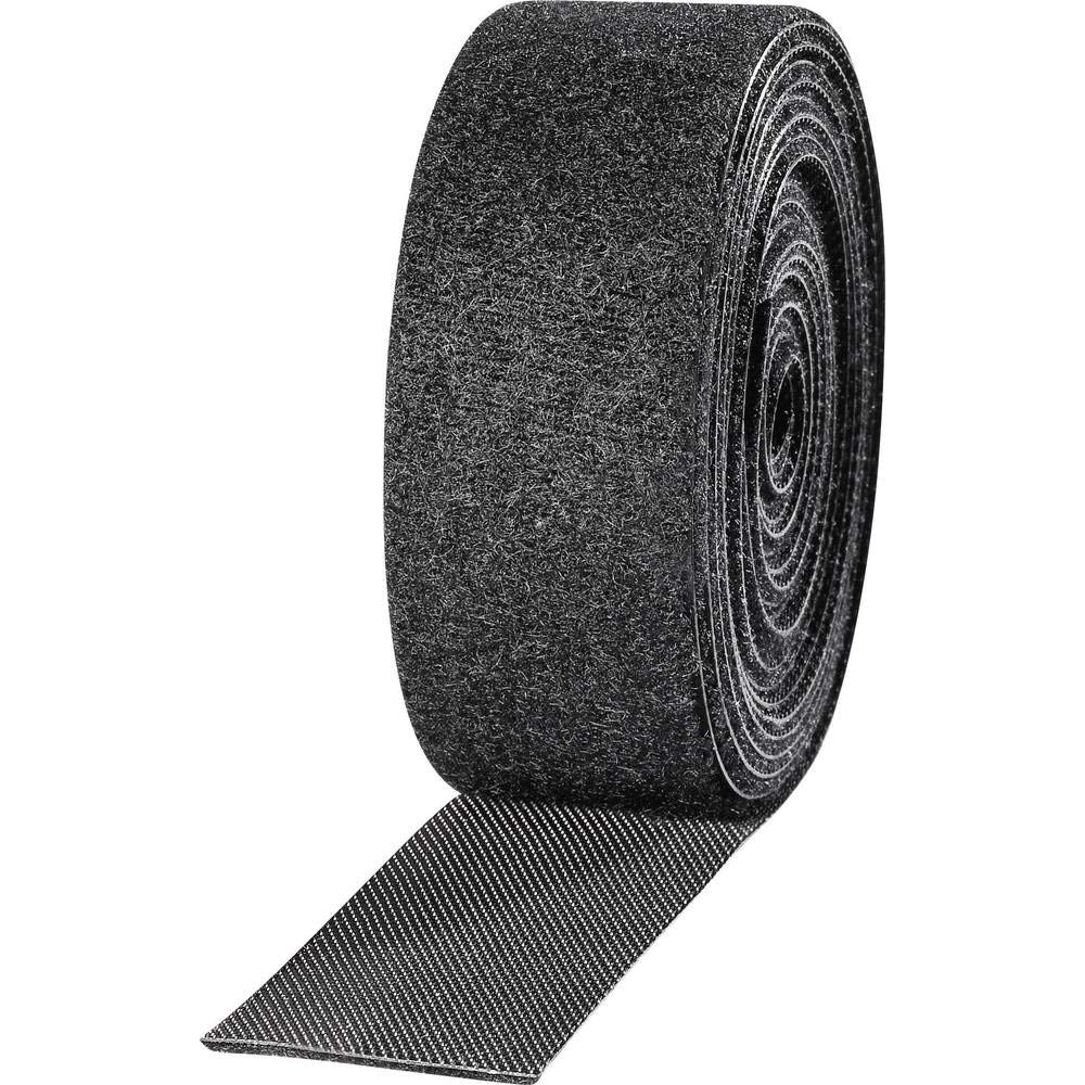 Bande Velcro adhésive TOOLCRAFT 25mm fixation noire puissante pour câbles et ateliers
