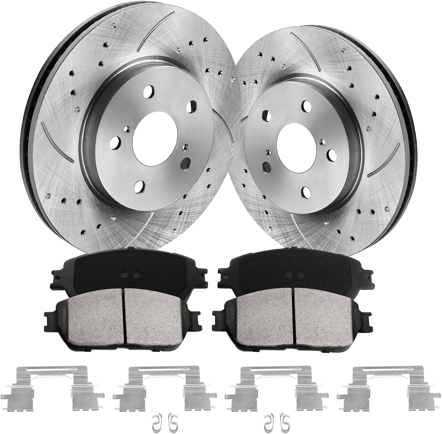 Front Brake Kit, Brake Rotors and Brake Pads Compatible with 2004-2010 Toyota Sienna, 2005-2006 Toyota Camry (SE XLE V6 Models ONLY) 296mm(11.7in)|31314 & D906-7785|Front Brake Rotors
