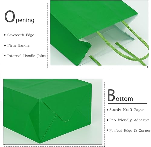 Vista 136 de AZOWA Bolsas de regalo de papel Kraft con manijas, suministros para fiestas, Celeste (Baby Blue), XS Azul bebé,Azul,Pasto verde,Rosa