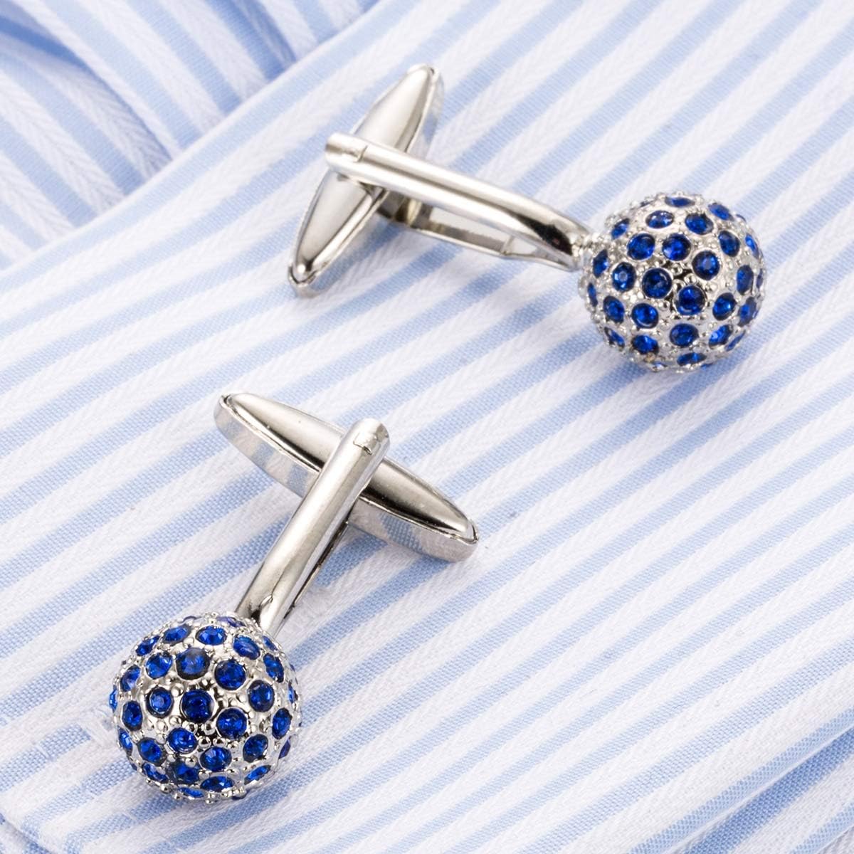 カフスボタン メンズ ブルーメンズ人工クリスタルカフスセットシャツアクセサリーベストウェディングビジネスギフト フォーマル 通勤 結