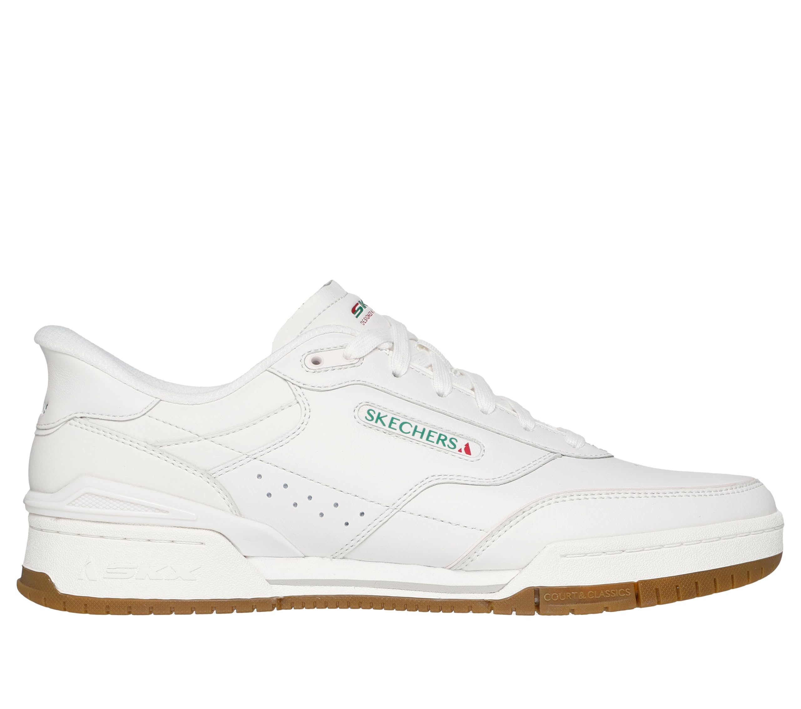 Skechers Men's Recoil Sneaker, White Leather/Pu/Natural Trim, 10 UK