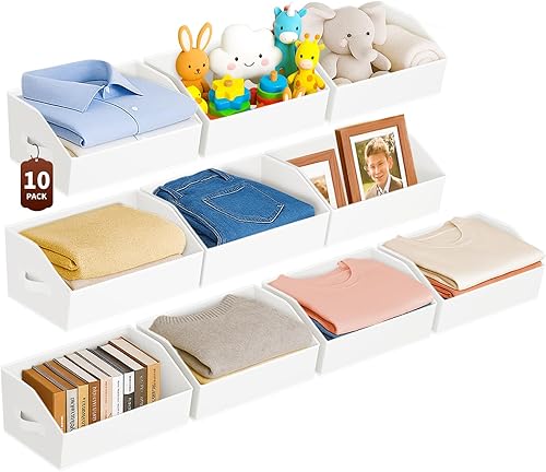 Miniatura 19 de Organizadores grandes de armario y contenedores de almacenamiento - 8 paquetes de cestas de almacenamiento trapezoidales para estantes, cestas de