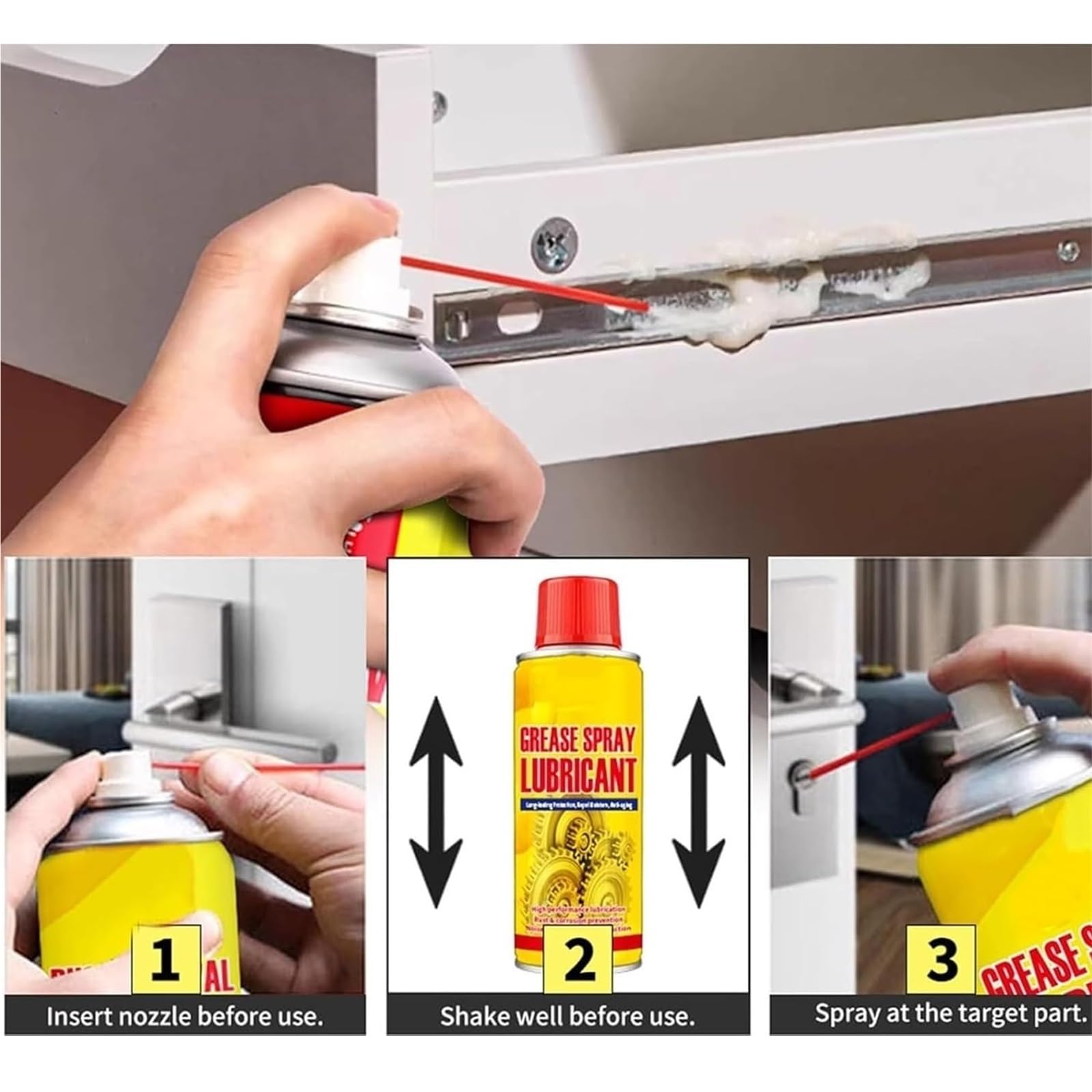 Spray Lubrificante Antiruggine Ad Azione Rapida 2 Pezzi in 1 lubrificante antiruggine Spray for rimozione ruggine ad Azione Rapida for Metallo, Formula Multiuso da 6, Once