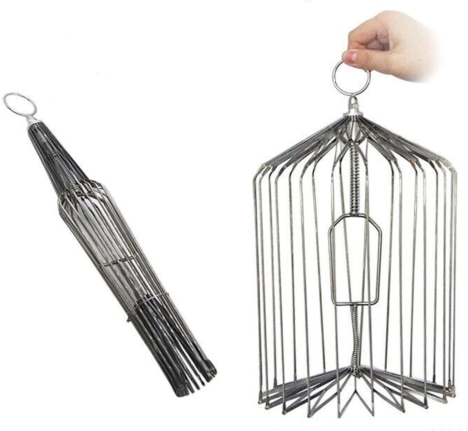 Appearing Bird Cage Magic Trick Silver - Professional Magician Gimmick Prop for Stage Magic(Medium Size)