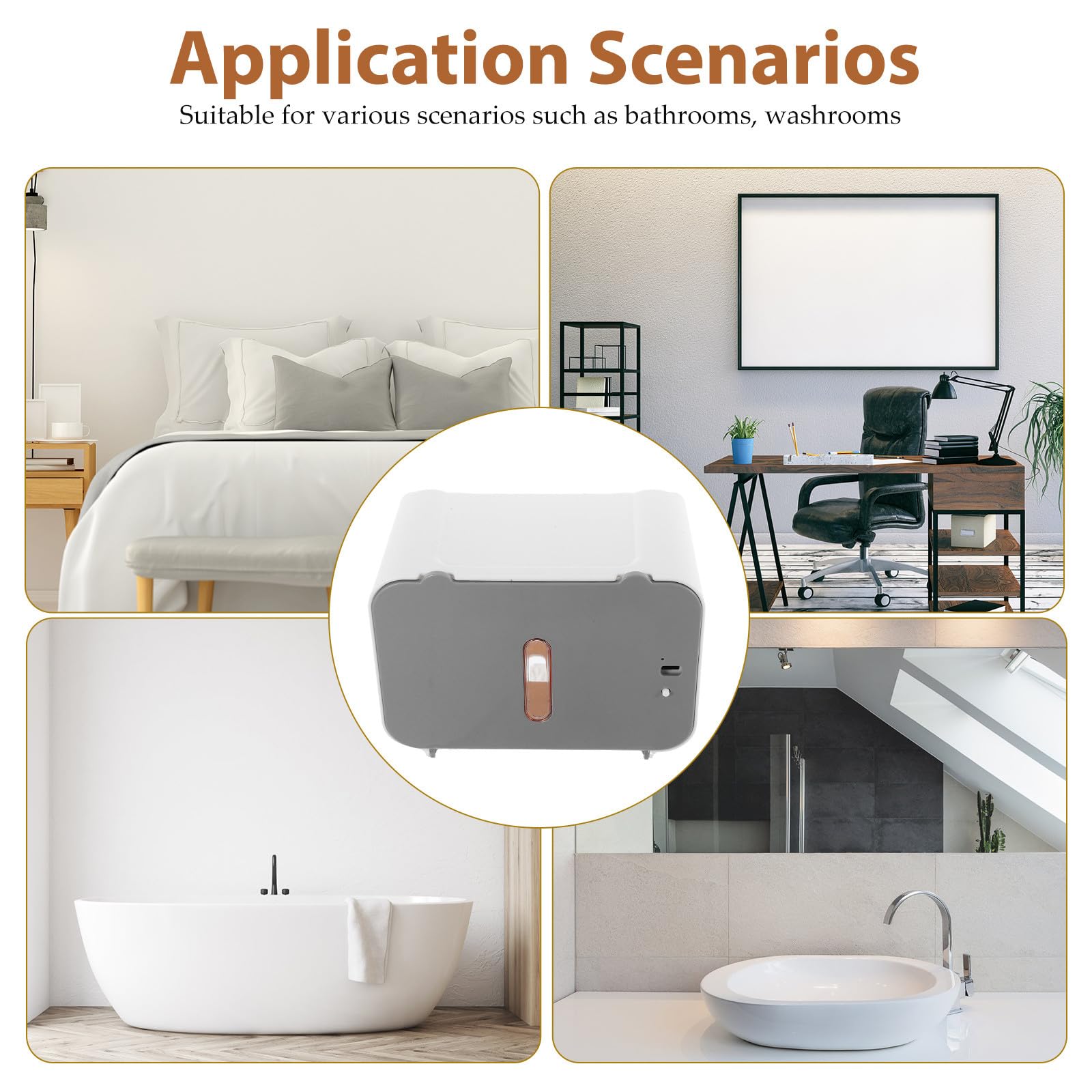 Hohopeti Dispensador Automático de Toallas de Papel para Baño con Sensor sin Tocar, Montaje en Pared, Material ABS y Metal, Capacidad para Varios Rollos, Diseño Moderno y Elegante