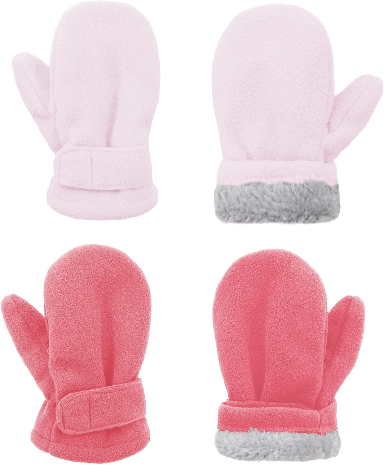 American Trends 2 Pairs Toddler Mittens Unisex Lined Fleece Gloves Winter Warm kids Mitten for Baby Boys and Girls