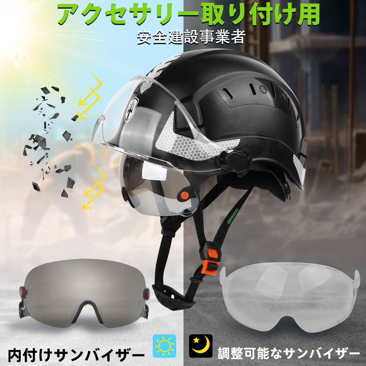 Amazon.co.jp: GREEN DEVIL 作業用安全ヘルメット 白/黒/緑 二重