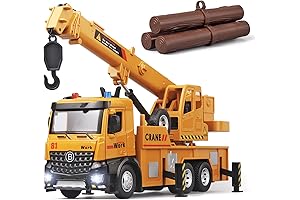 Toy Crane with Simulated Sound, Light & Construction Truck