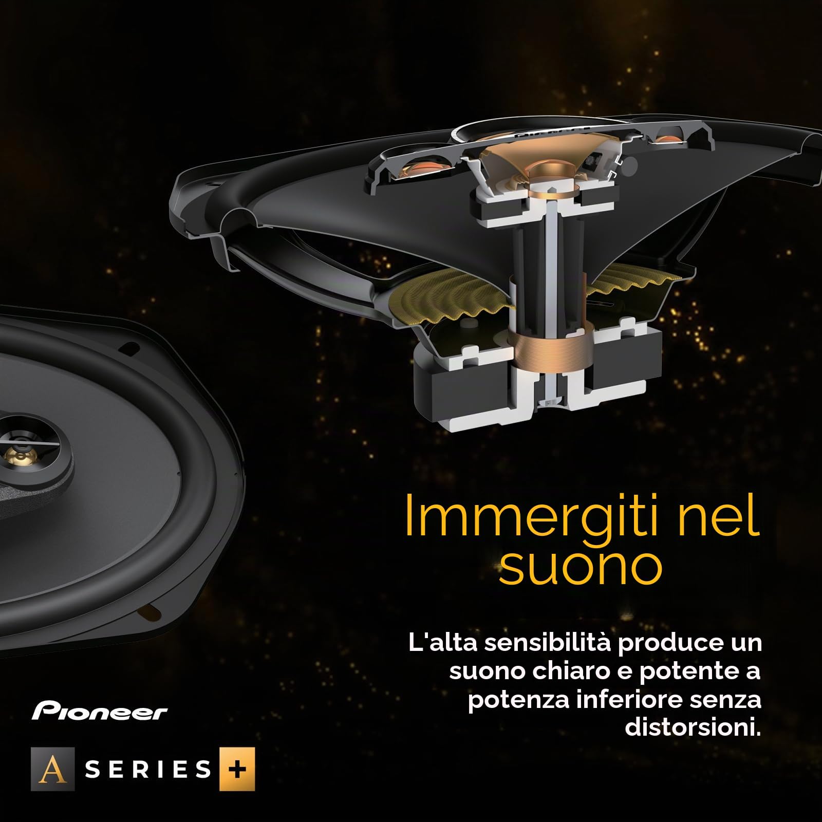 Pioneer TS-A1601C Set di altoparlante componente a 2 vie da 16,5 cm con 2 altoparlanti (350 W max. ciascuno, 80 W sine), profondità di installazione 48 mm, taglio di installazione 144 mm, con griglia