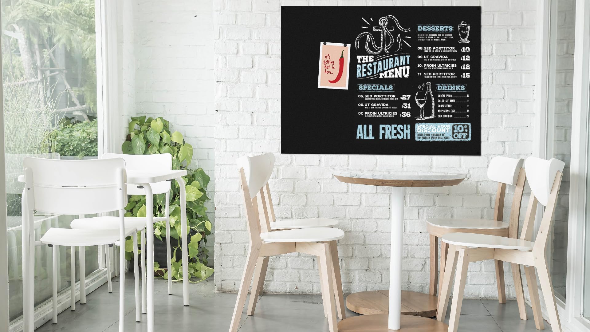 ALLboards Rahmenloses SLIMboard - Kreideoberfläche - 120x90 cm + GRATIS