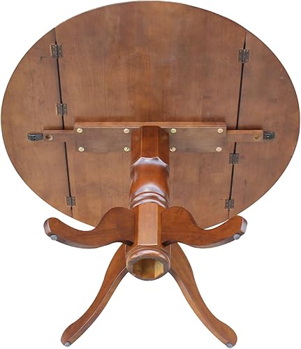 Miniatura 12 de IC International Concepts, 42" Round Dual Drop Leaf Pedestal Dining Table, Solid Wood, Real Parawood, 42" W x 42" D x 29.5" H, Easy Assembly