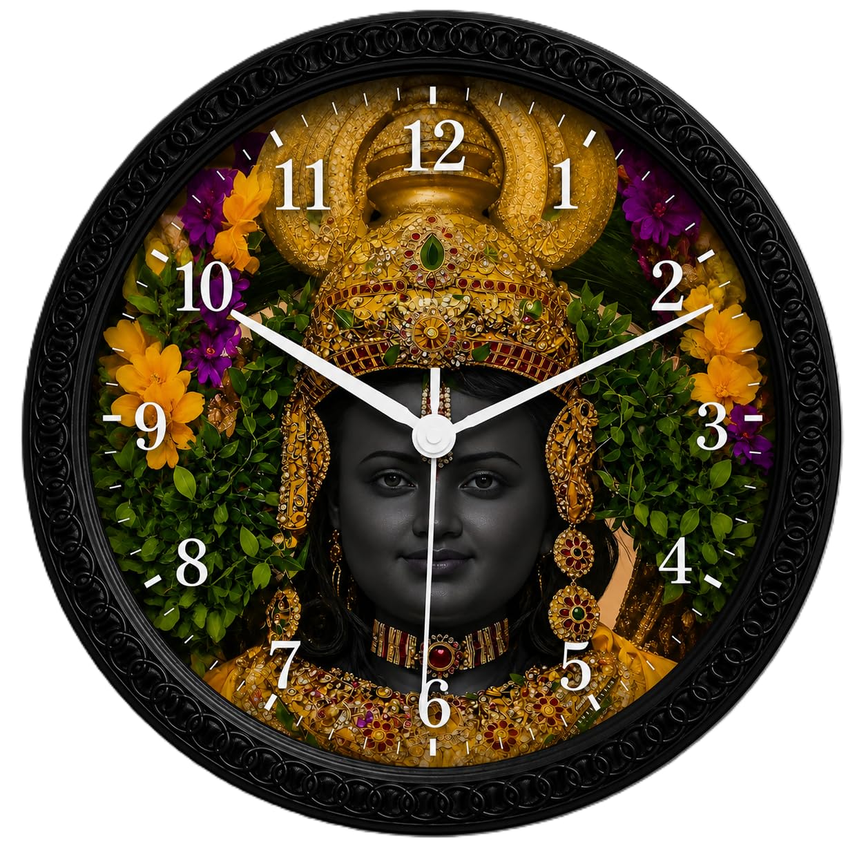 Lord Shri Ram Wall Clock 10 Inch Silent Clock | HD Printed Divine Lord Rama Decorative Wall Clock for Home Temple, Living Room, Office & Pooja Room | Premium Black Frame Analog Clock_RAMJI_17-image-39