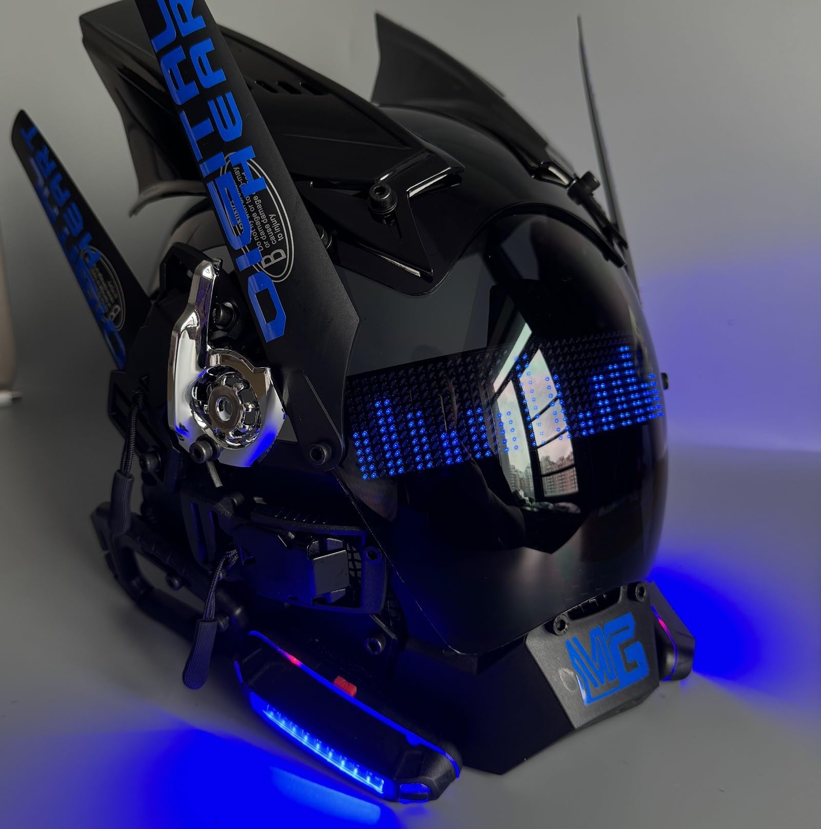 Maschera punk per adulti maschera cosplay Halloween regalo festa con LED lampeggianti maschera costume cool uomo casco