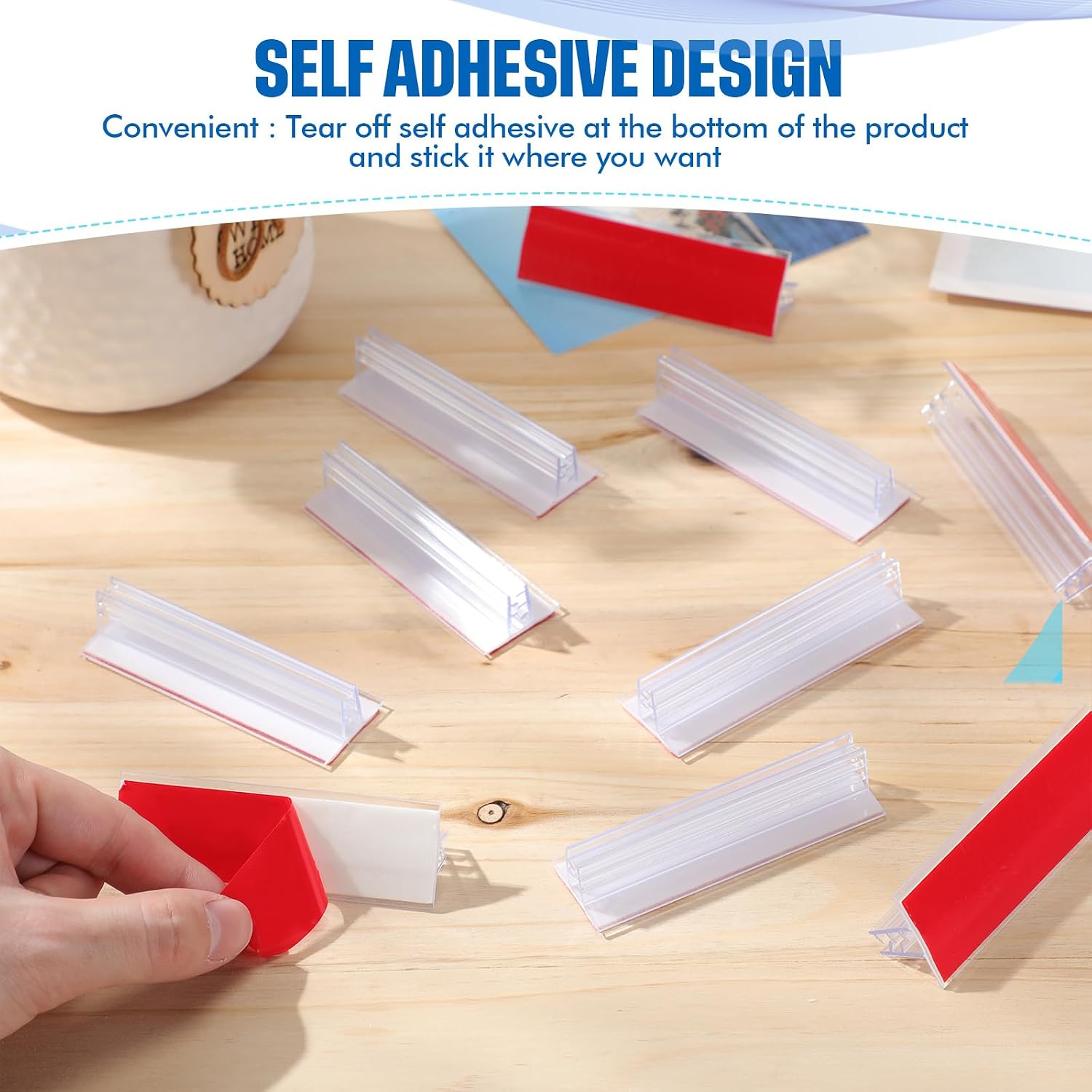 Thyle 240 Pack 3 x 1 Inch Sneeze Guard Gripper Sign Holder with Adhesive image 4