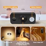 4 Pack Motion Sensor Puck Lights, Rechargeable Under Cabinet Lights, Wireless LED Cabinet Lights, Dimmable Warm White Night Lights for Closet, Drawer, Shelf, Kitchen, USB Charging, Black