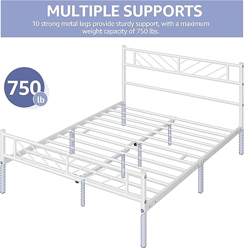 Miniatura 30 de Yaheetech Base de cama de plataforma de tamaño individual con cabecera de diseño de flecha, base de colchón de metal de 13 pulgadas para Negro