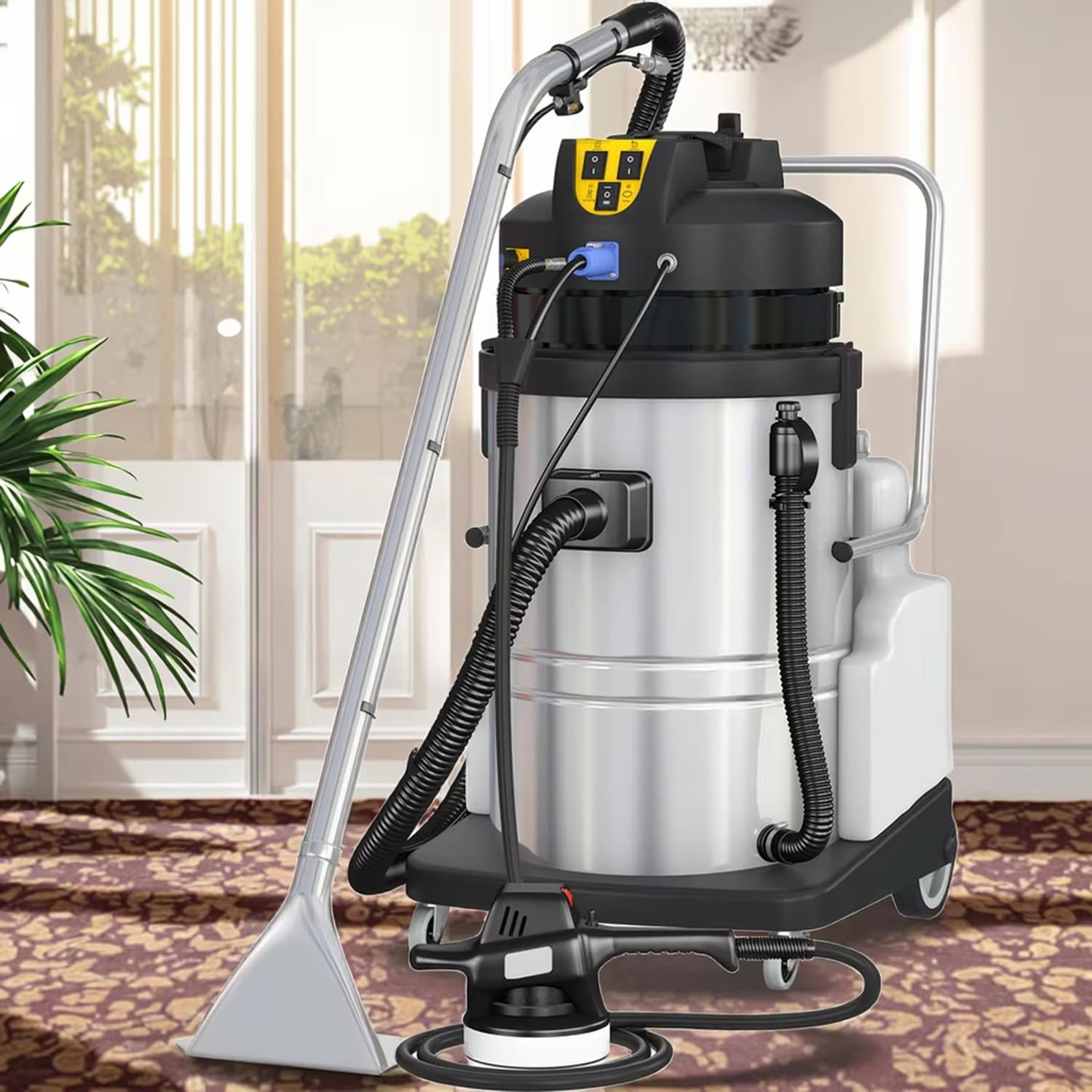 Máquina limpiadora de alfombras portátil 3 en 1, limpieza profunda de acero inoxidable para alfombras, sofás y tapicería, eliminación eficiente de manchas y diseño compacto