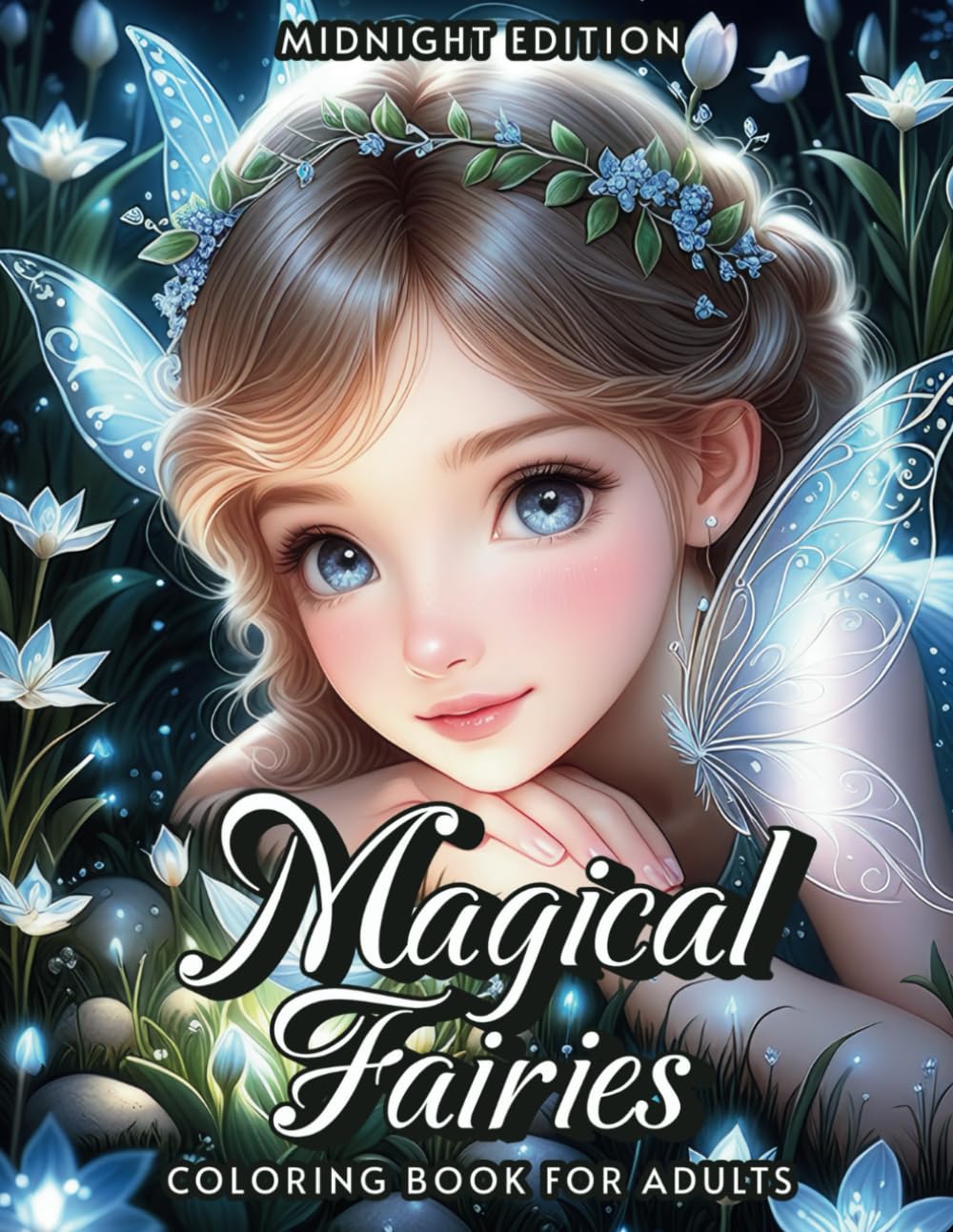 Magical Fairies Coloring Book for Adults: Midnight Edition | 50 Grayscale Coloring Pages of Fairy Beauties, Enchanted Forests, Moonlit Flowers and ... Gifts All Ages (Fantasy Coloring Book)