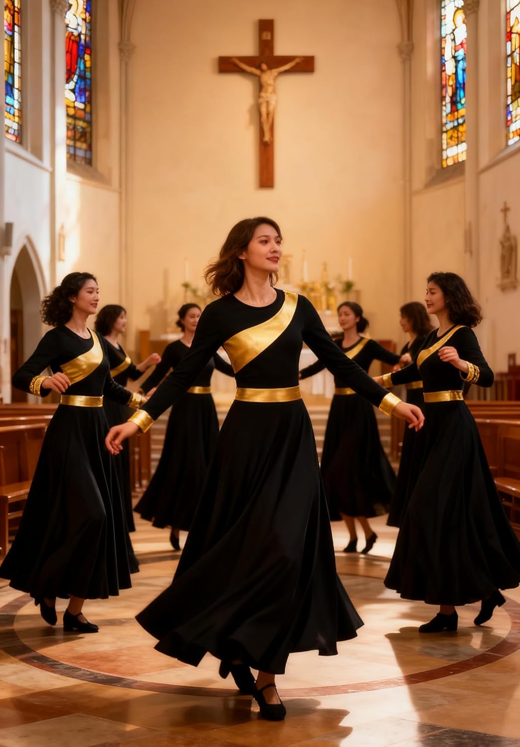 MOLLDAN Women Praise Dance Dress Long Sleeve Liturgical Church Worship Dress,Breathable Lined