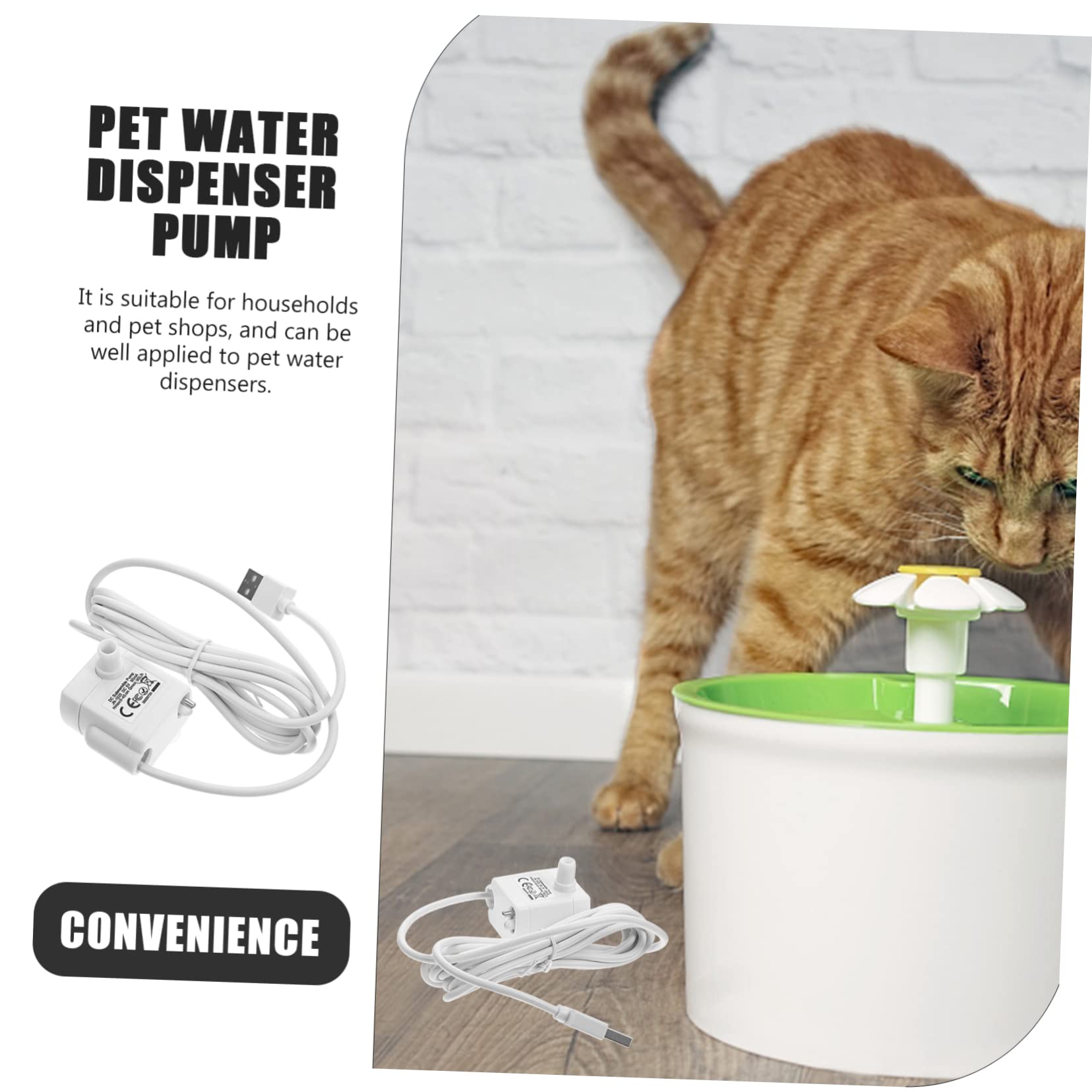 SOIMISS Bomba de Fuente para Gatos, Bomba de Agua Sumergible de Abs, 5v1a, Repuesto para Dispensador de Agua de Mascotas, Uso Doméstico