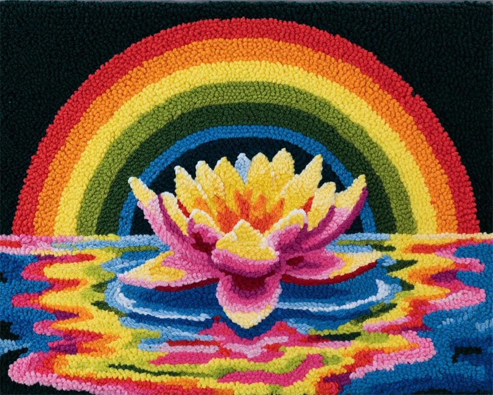 FWRTYCB Latch Hook Rug Kits, Lily Under a Rainbow