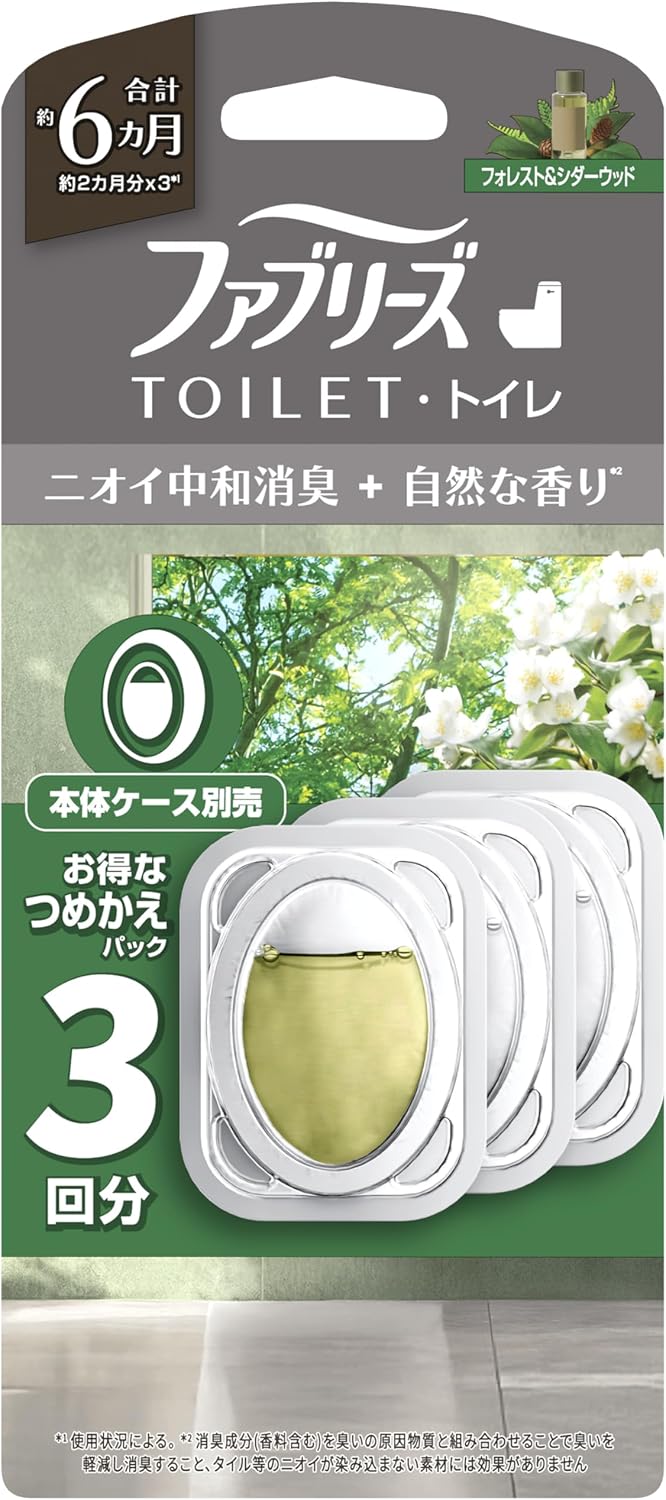 ファブリーズ トイレ用消臭・芳香剤 フォレスト&シダーウッドの香り お得な詰め替えパック 6.3mL×3個 1