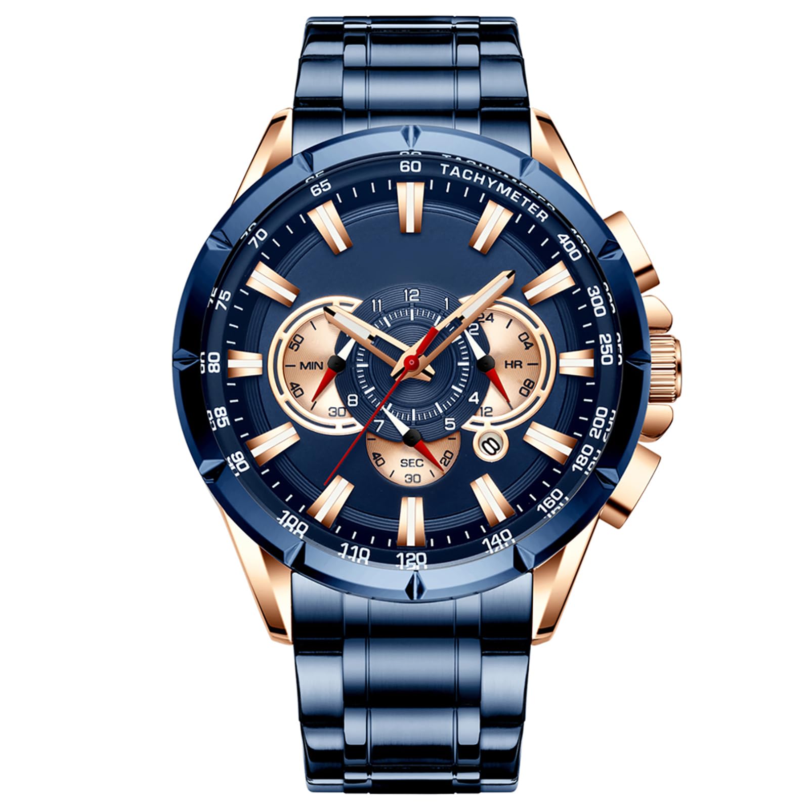 8363 Orologio Al Quarzo da Uomo Orologio da Polso in Acciaio Inossidabile Cronografo 48 Mm Data Calendario Lancette Luminose per Abiti Lavoro in Ufficio Feste All'ape