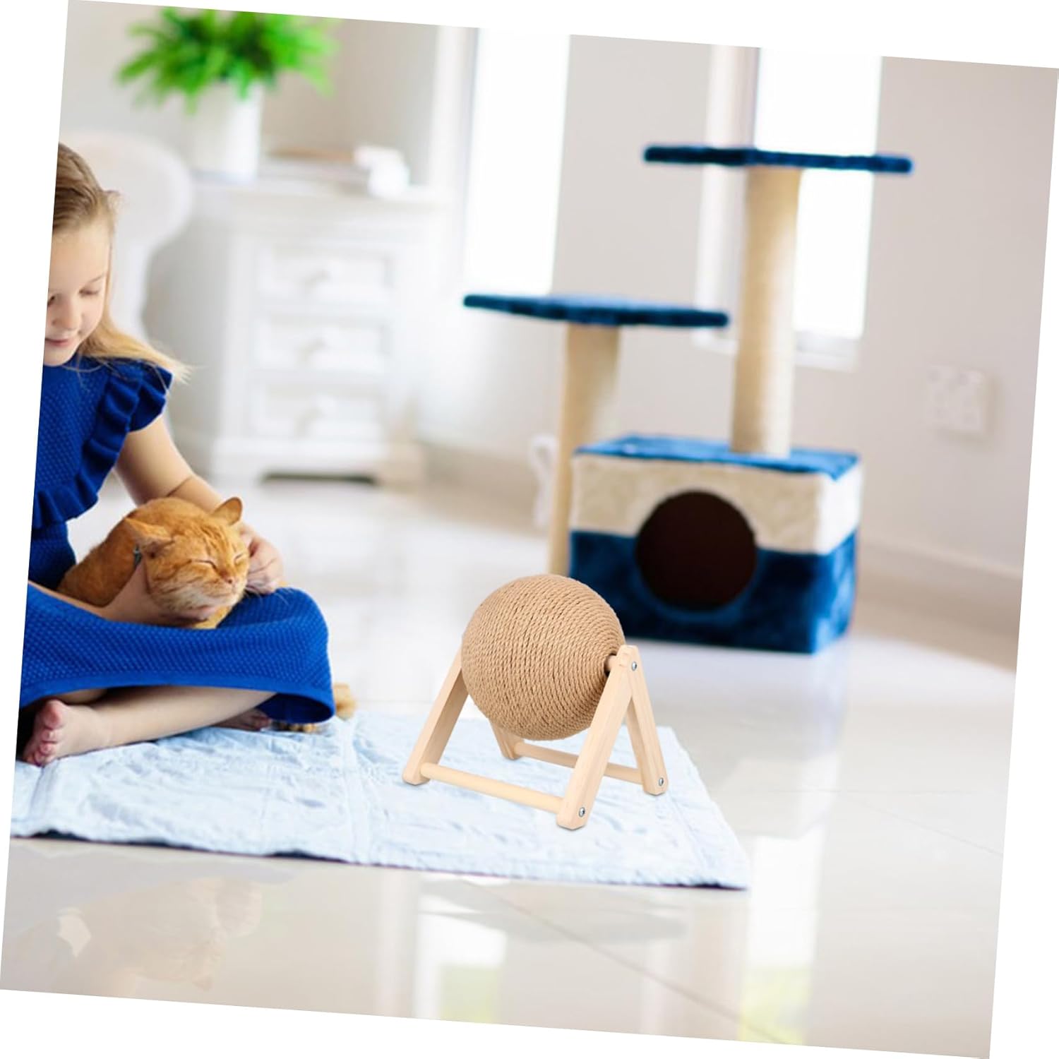 Mikikit Pet Ball Shaped Cat Grinding Durable Sisal Solid Interactive Plaything for Cats for Indoor Fun and Claw Maintenance for Balconies Windowsills and Gardens