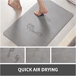 MontVoo Tapis de bain Rug pour salle de bains Tapis de salle de bain Antidérapant Absorbant Quick Dry Tapis de douche Tapis de toilette au sol en face de baignoire Toilette Mat Gris 40x60CM