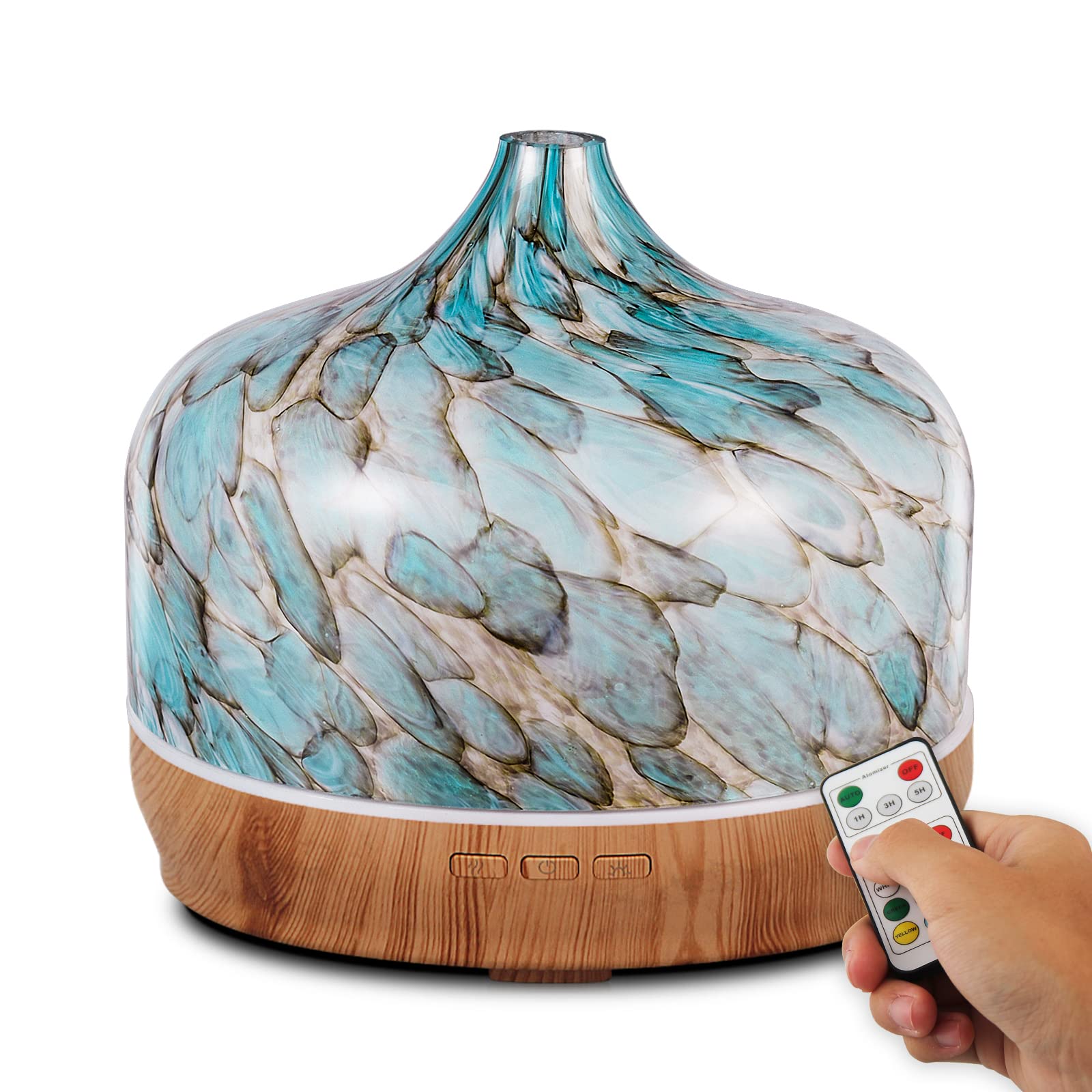 thumbnail: Porseme Glazen Aroma Diffuser – Ultrasone Luchtbevochtiger Met 7 Kleuren LED, Timer, BPA-vrij