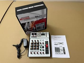 6 Channel Audio Mixer Professional Sound Board Console w/99 DSP Effects 48V Phantom Power Bluetooth USB Interface Stereo DJ Mixer Board for Karaoke Live Performance DJ Stage