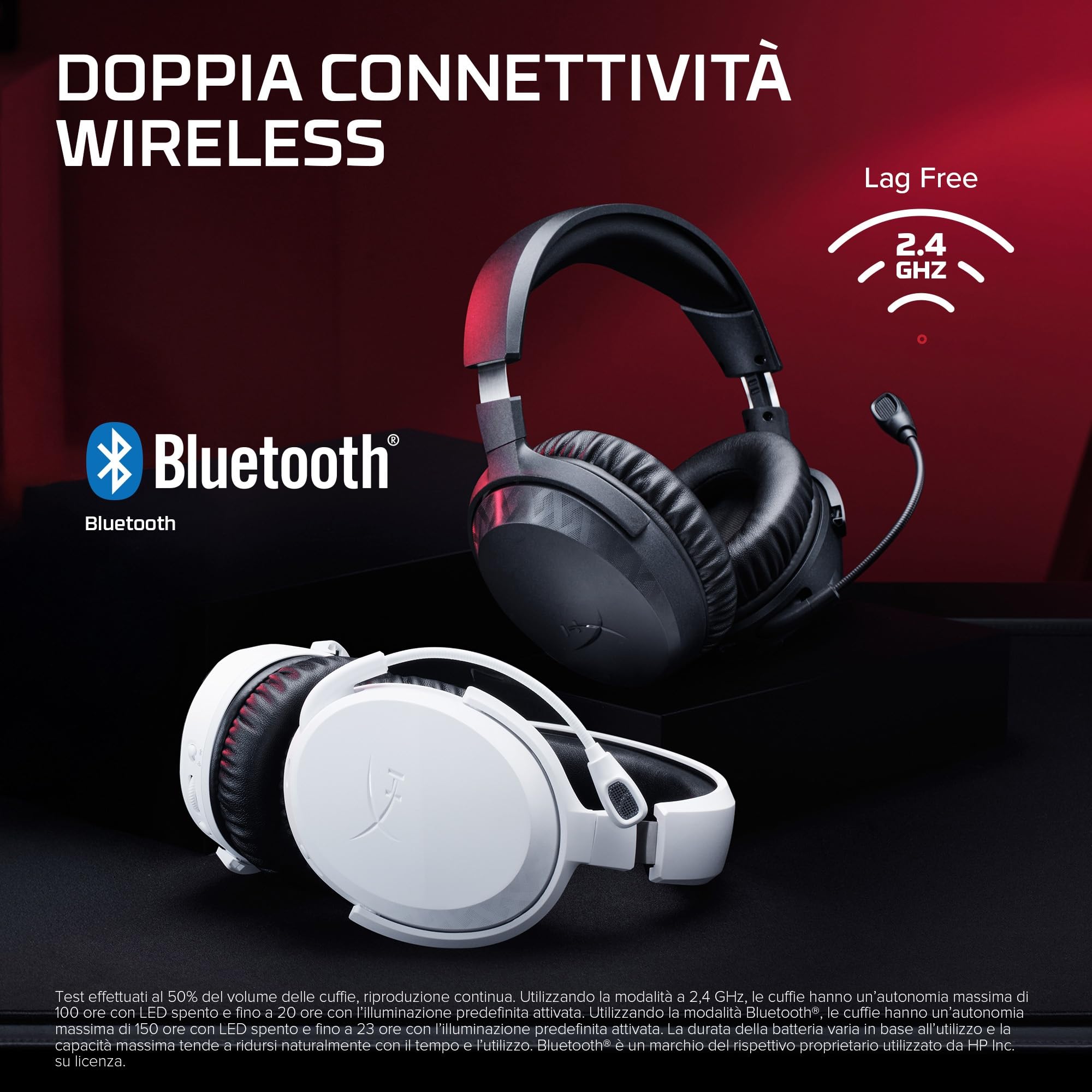 HyperX CloudX Stinger 3 Cuffie Gaming Wireless per PS5, Bianca | Bluetooth 5.2 e 2,4 GHz, fino a 80 ore di autonomia, driver da 50 mm, microfono, bianco